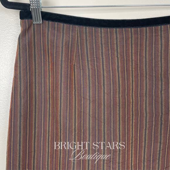 Rare Brown Stripe Lace Trim Pencil Skirt ASO Lorelai Gilmore Girls Vintage Y2K - Picture 8 of 10